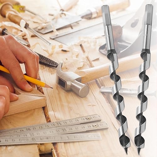 Miniatura 37 de 2 brocas de madera para carpintero, vástago hexagonal, punta de brad, combinación larga, broca de carpintero de madera, 0.39 pulgadas de diámetro