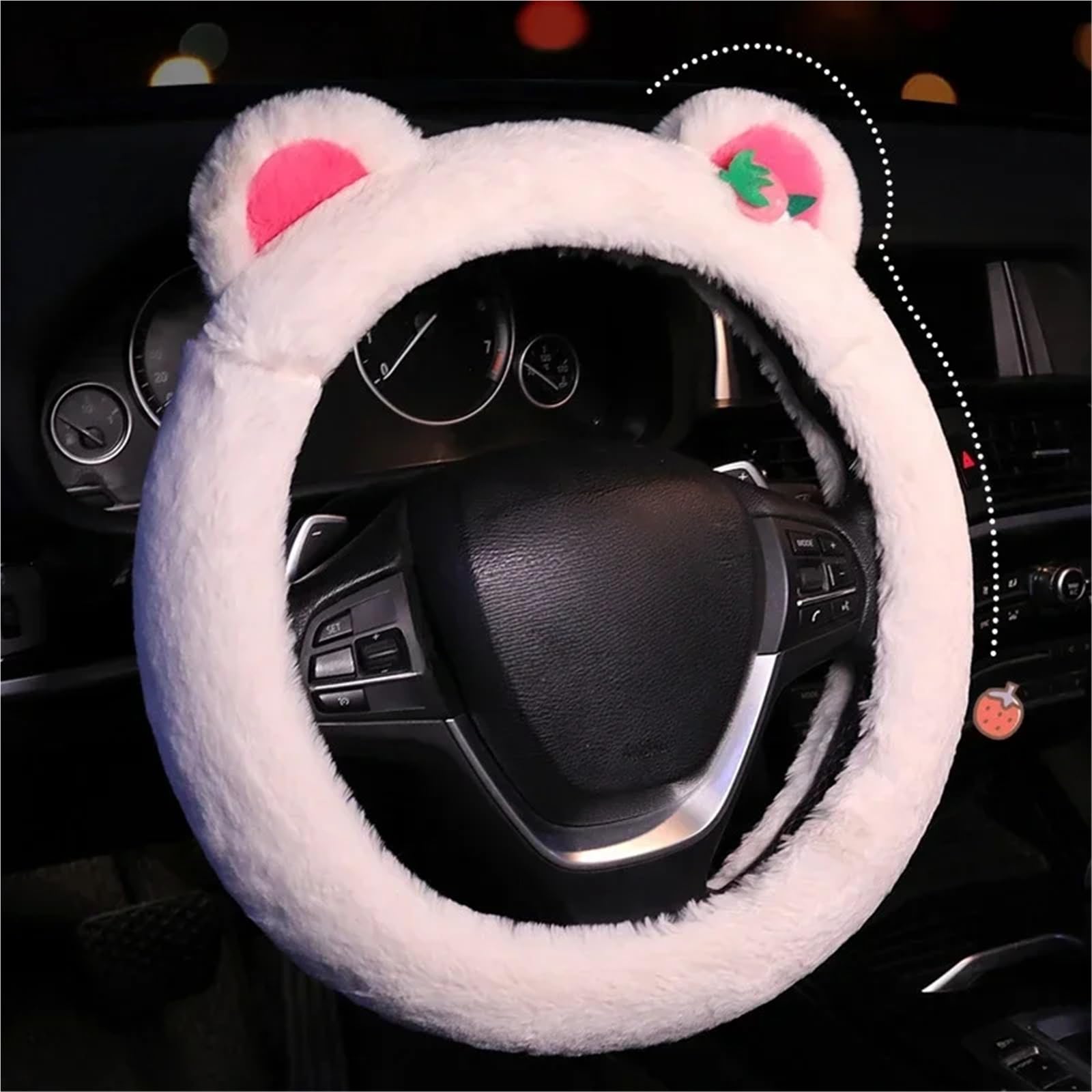 Pokrowce na kierownicę puszysty damski pokrowiec na kierownicę 38 cm / 38 cm uniwersalny pokrowiec na kierownicę (śliwkowo-czerwony)
