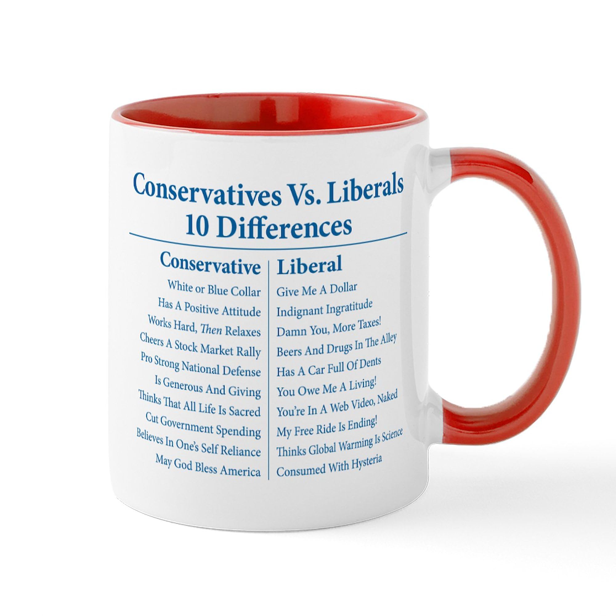 CafePress Conservatives Vs. Liberals 10 Differences Mug 11 oz (325 ml) Ceramic Coffee Mug