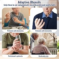 Vista 4 de Utensilios adaptativos, utensilios de peso para pacientes con temblores y Parkinson, juego de utensilios de cuchara y tenedor para ancianos