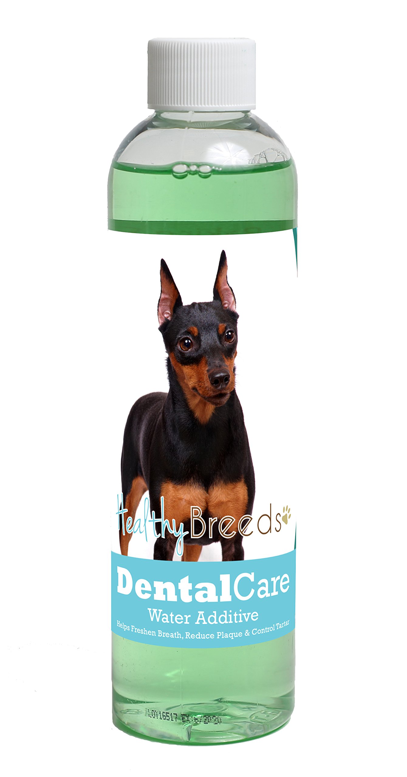 Healthy Breeds Dog Dental Care Water Additive for Miniature Pinscher - Helps Freshen Breath, Reduce Plaque &amp; Control Tartar - Mint Flavor - 8 oz