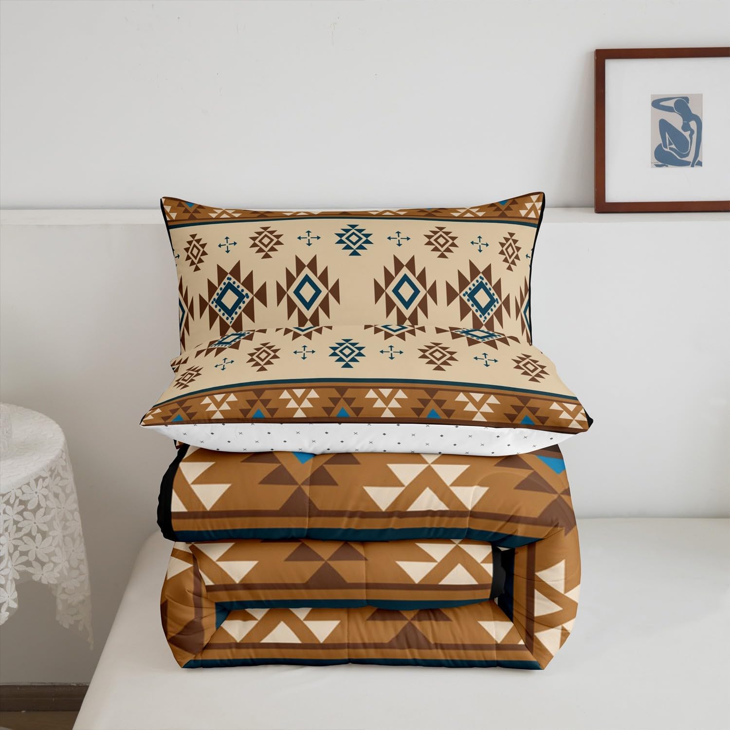 Feelyou Southwest Native Comforter Set for Kids Boys Girls Southwestern Geometric Comforter Twin Size Boho Bedding Set Bedroom Decor Western Duvet Set Quilt Set 2Pcs