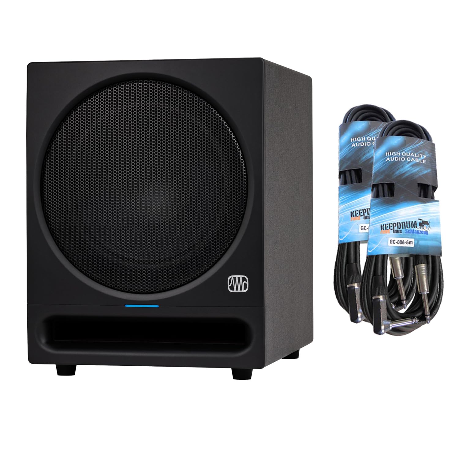 PreSonus Eris Pro Sub 10 Aktiver Subwoofer 10 Zoll Tieftöner mit 2X keepdrum Klinkenkabel