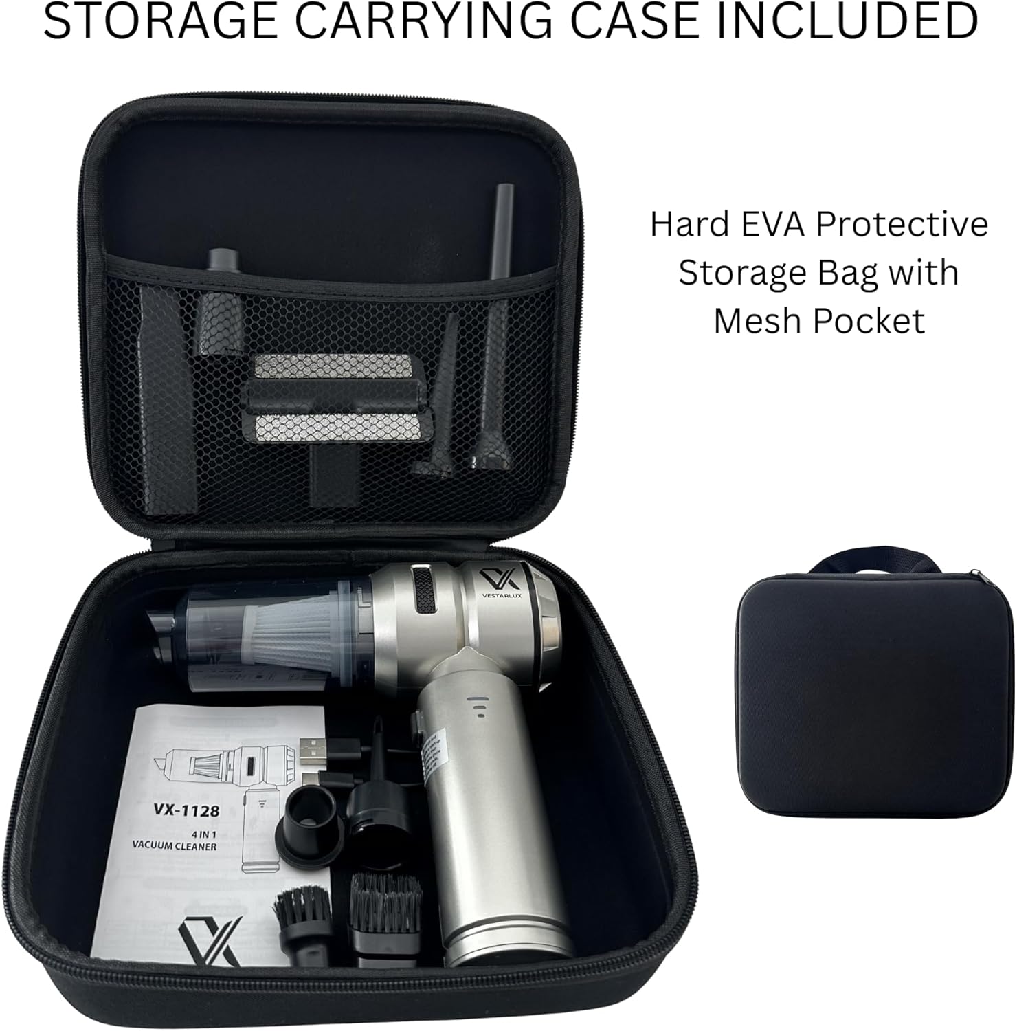 Cordless Handheld Car Vacuum Cleaner – Powerful 25000PA Suction, 3-Speed Brushless Motor, Mini Portable 4-in-1 Vacuum & Blower for Car, Home, Office, Pet Hair