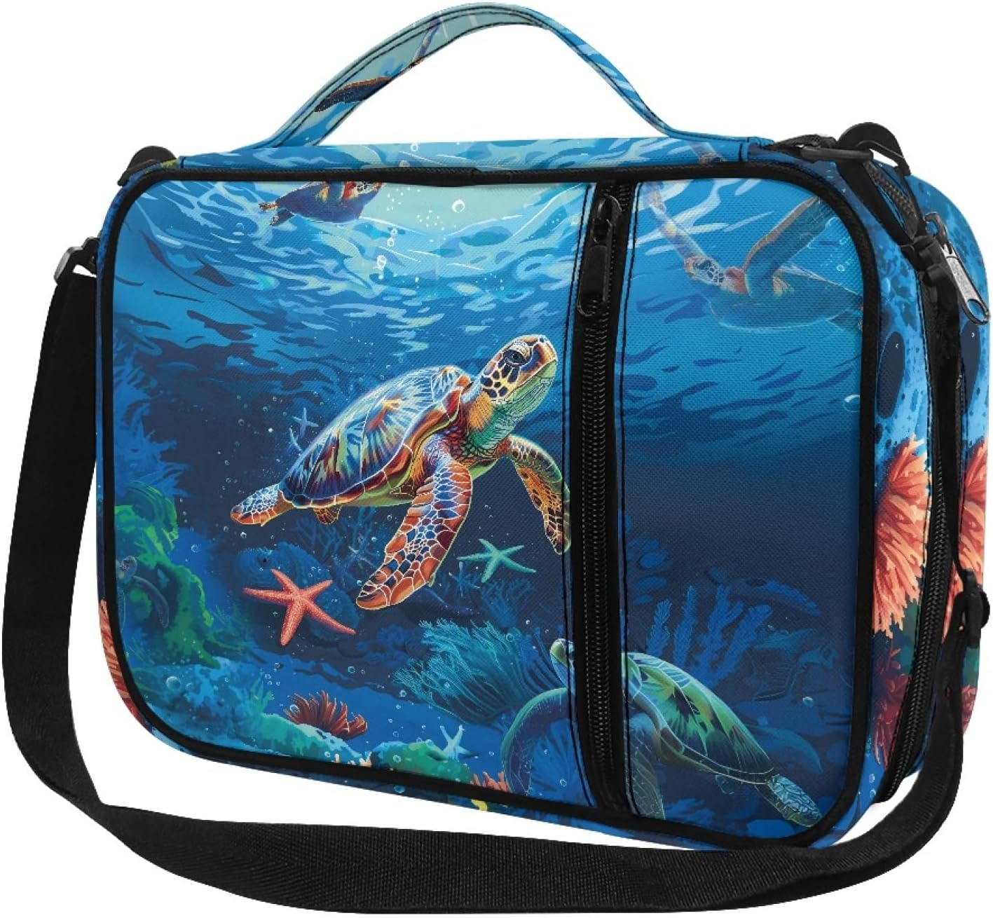 Cute Sea Turtle Bible Cases for Women Bible Cover Bag with Pockets and Zipper Bible Journaling Supplies Tote Bag Fits for Standard Size Bible