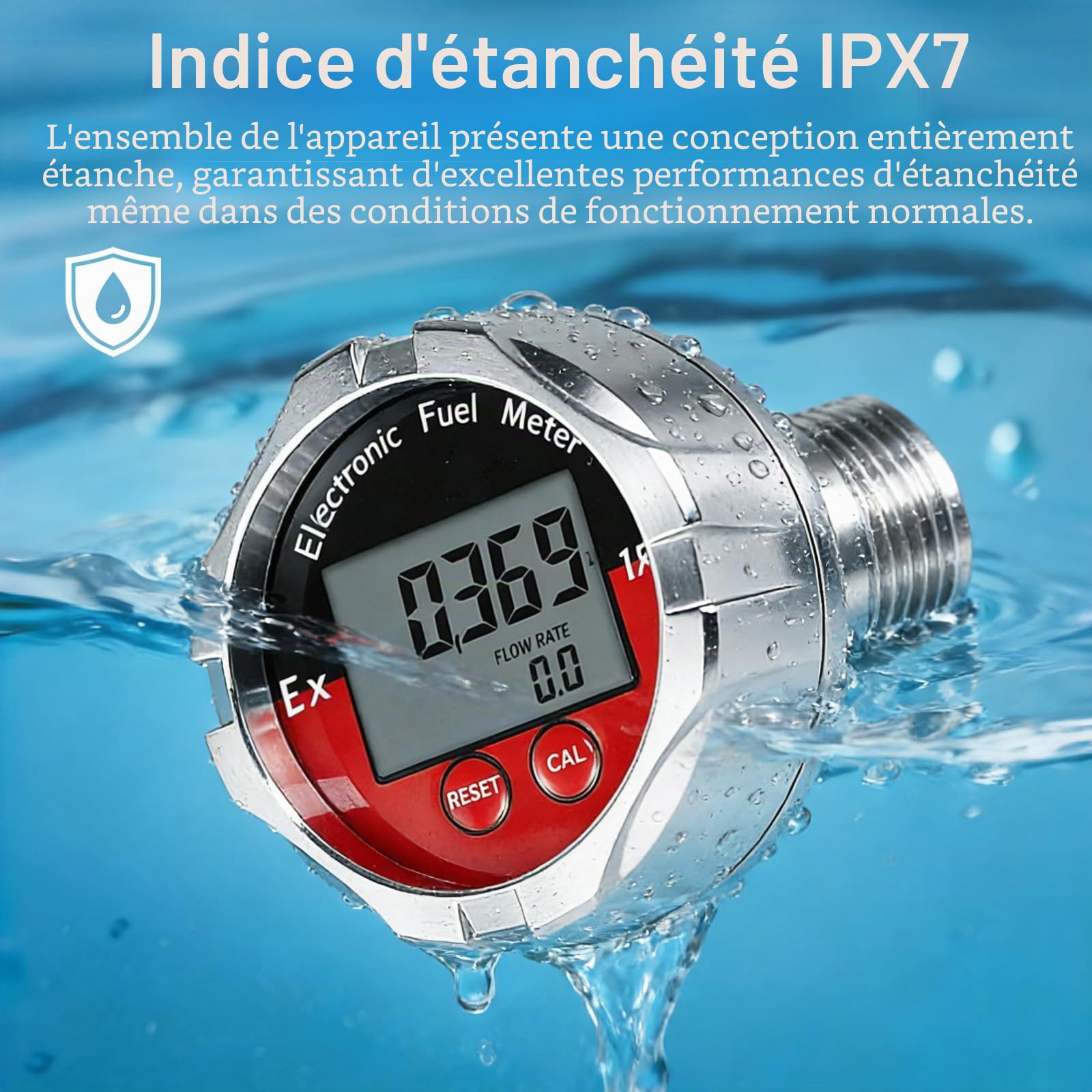 Débitmètre de Liquide, 1 Pouce Débitmètre Numérique électronique avec écran LCD Turbine Numérique Capteur de Débit pour Eau Liquide, Essence, Kérosène