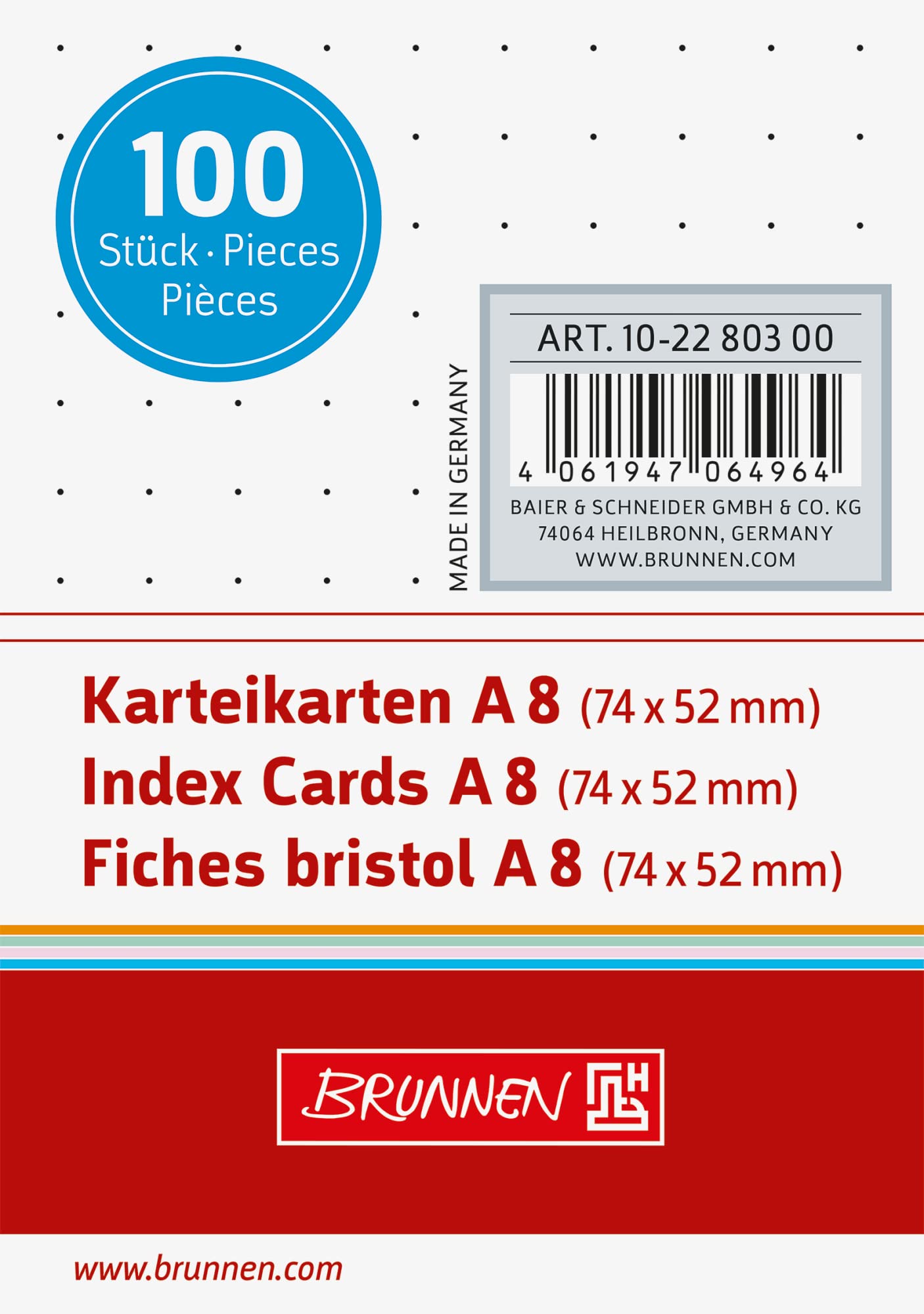 BRUNNEN Index Cards A8 Dotted