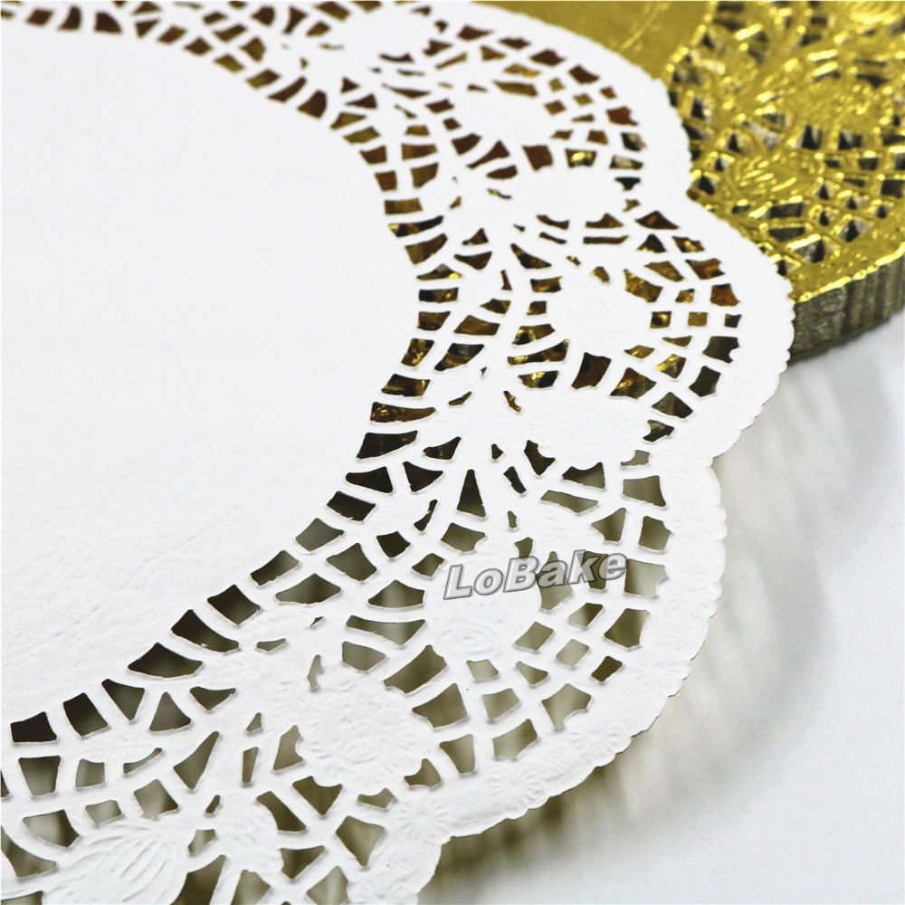 lobake 13,5 cm Golden Color redondo para encajes en papel blondas Pan manteles individuales boda lugar alfombrilla parte de mesa accesorios 100 piezas/Unidades