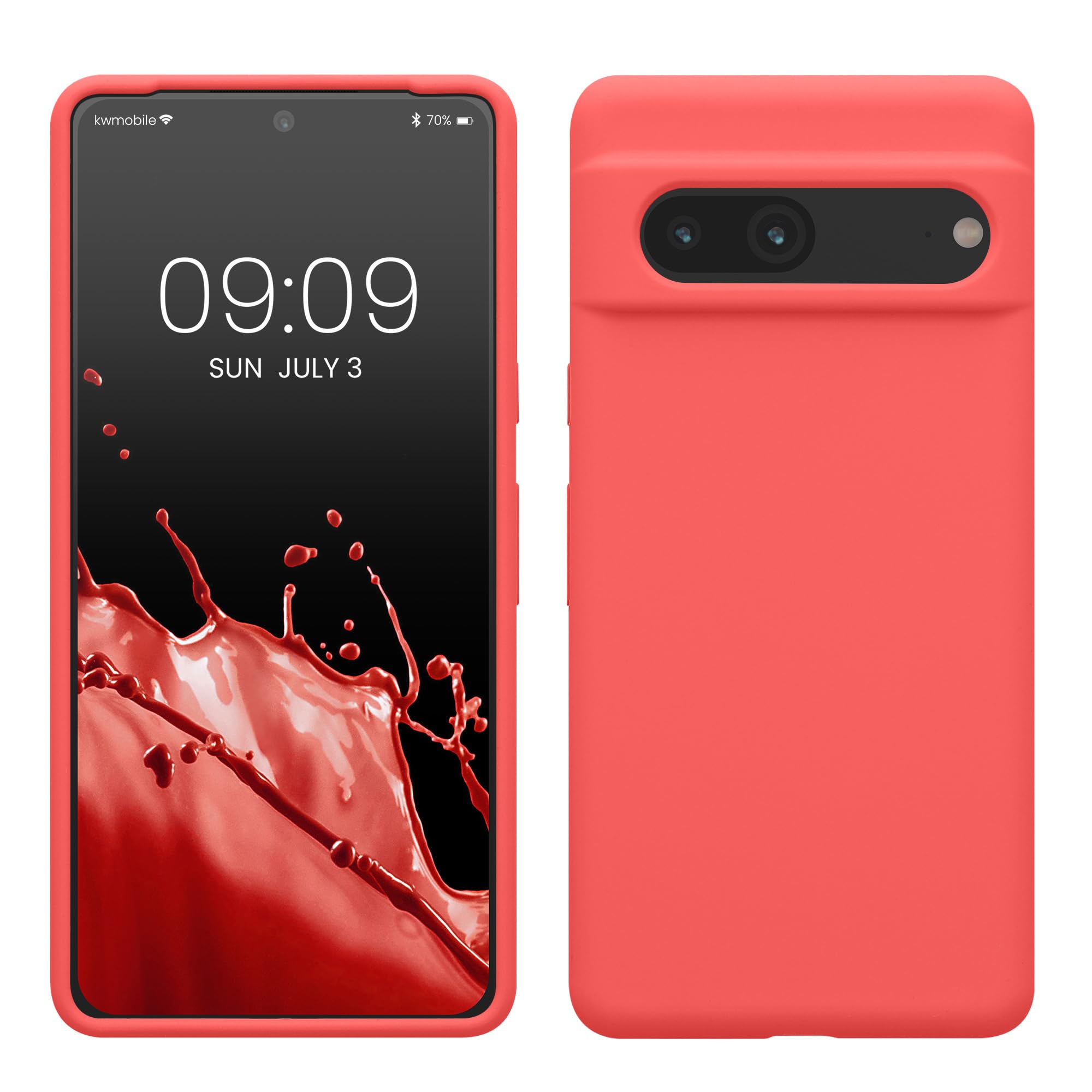 kwmobile Case Compatible with Google Pixel 7 Case - TPU Silicone Phone Cover with Soft Finish - Neon Coral