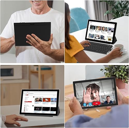 Vista 6 de Tableta Android de 10 pulgadas 2 en 1 con funda para teclado, lápiz capacitivo, 12 GB de RAM 128 GB ROM 1 TB expandir, PC de CPU de cuatro núcleos