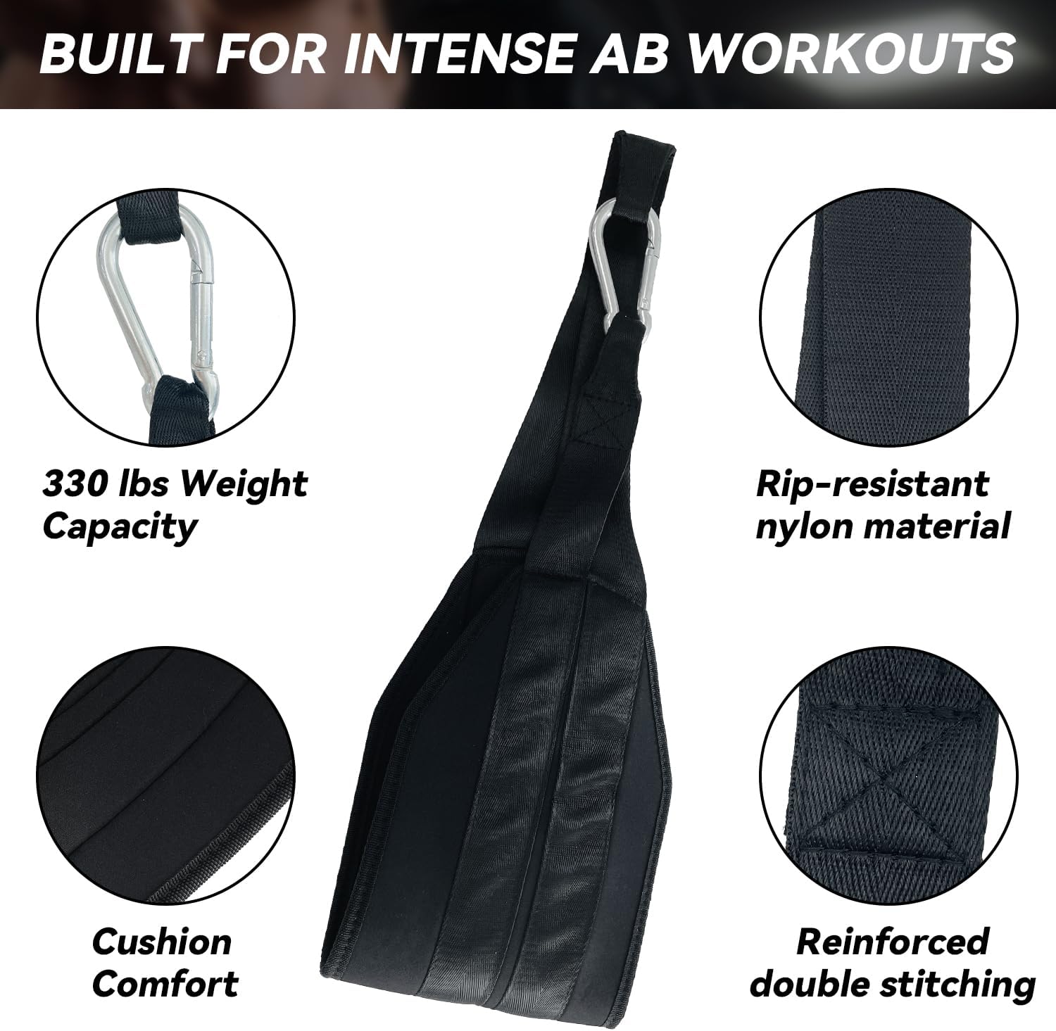 Hanging Ab Straps for Core Strength and Abdominal Training with 2 Rust-Resistant Carabiners, Pull Up Straps for Ab Workouts at Home and Gym (Pair)