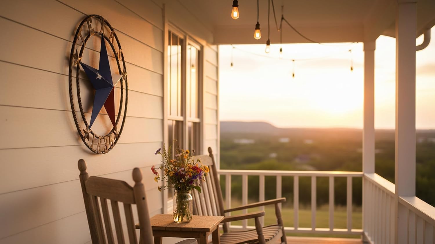 30"TEXAS 1836 Barn Star Metal Wall Sign Art, Twisted Rope Ring Western Home Décor,Patriotic
