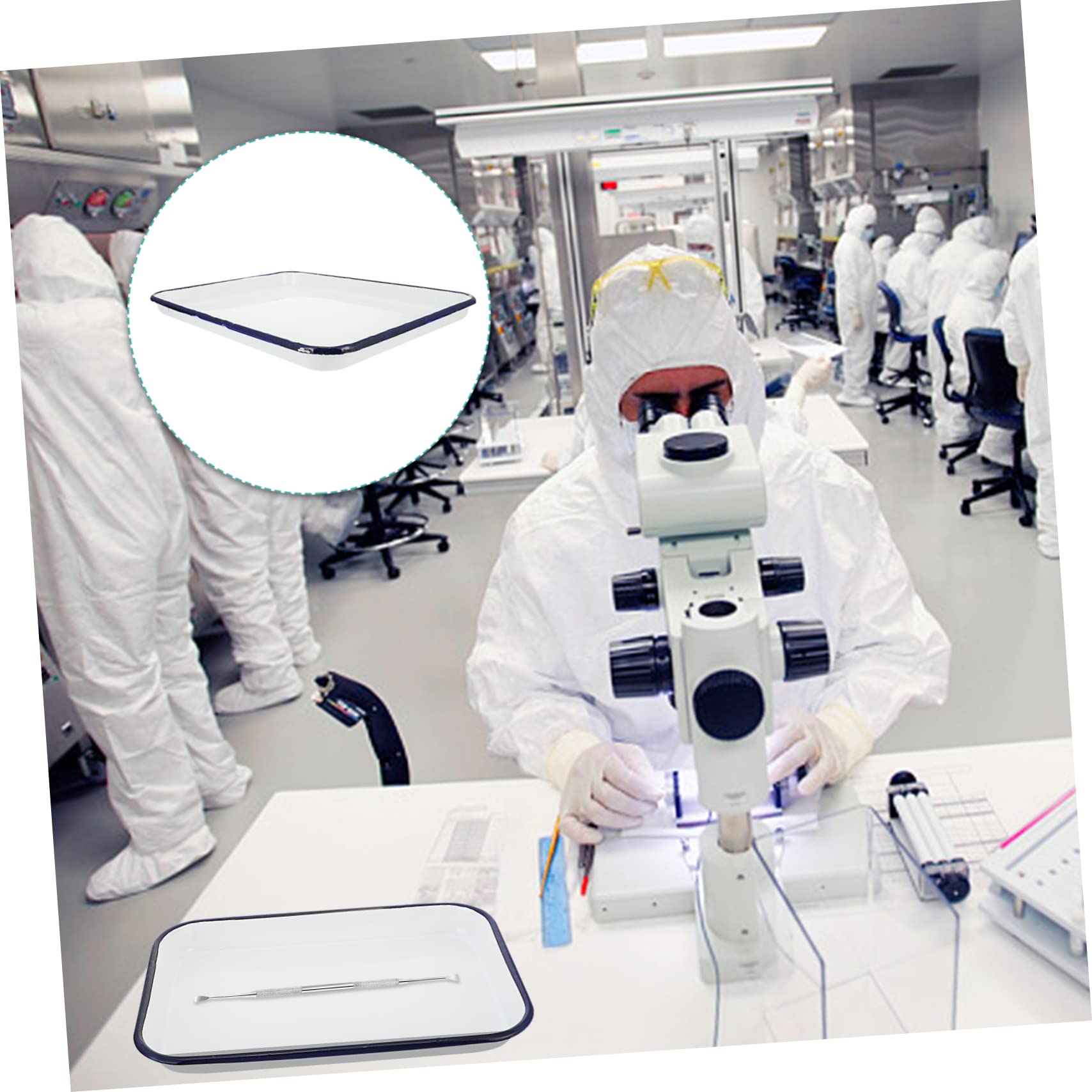 Vassoio di Laboratorio Sterilizzato Quadrato in Smalto Bianco