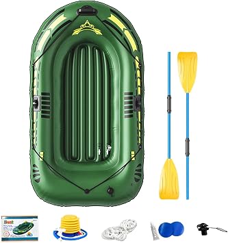 Rubber Boat, Fishing, Eate, 2-3 People, Inflatable Kayak, Boat, Mini Boat, Fishing Boat, Drifting Boat, Inflatable Boat Set, Foot Pump and Repair Pack Included, Kayak, Inflatable, Extra Thick, PVC, Load Capacity 661.6 lbs 300 kg, Foldable, Easy to Store, Easy to Carry, Outdoors, Fishing, Sea Fishing, River Fishing, Drifting, Disaster Prevention, Evacuation