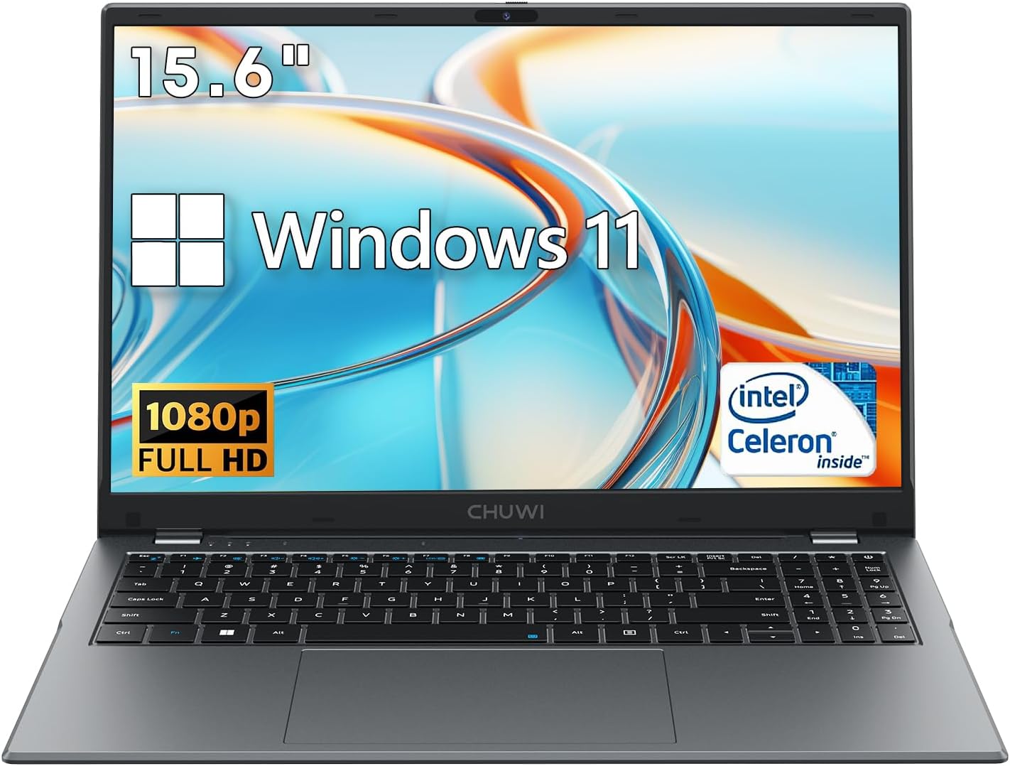 CHUWIHeroBook Plus Laptop 15.6'', 8GB RAM, 256GB SSD, FHD 1920x1080 Display, Intel Celeron 4020, Windows 11 Laptop Computer, WiFi, Bluetooth, HDMI, RJ-45, Type-C, 5000mAh, TF Card, Webcam, Speakers
