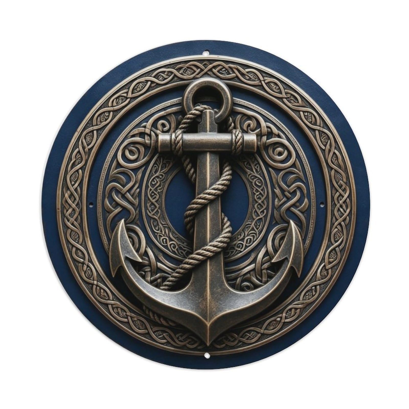 Anchor with Rope Nautical Metal Tin Sign Plaque