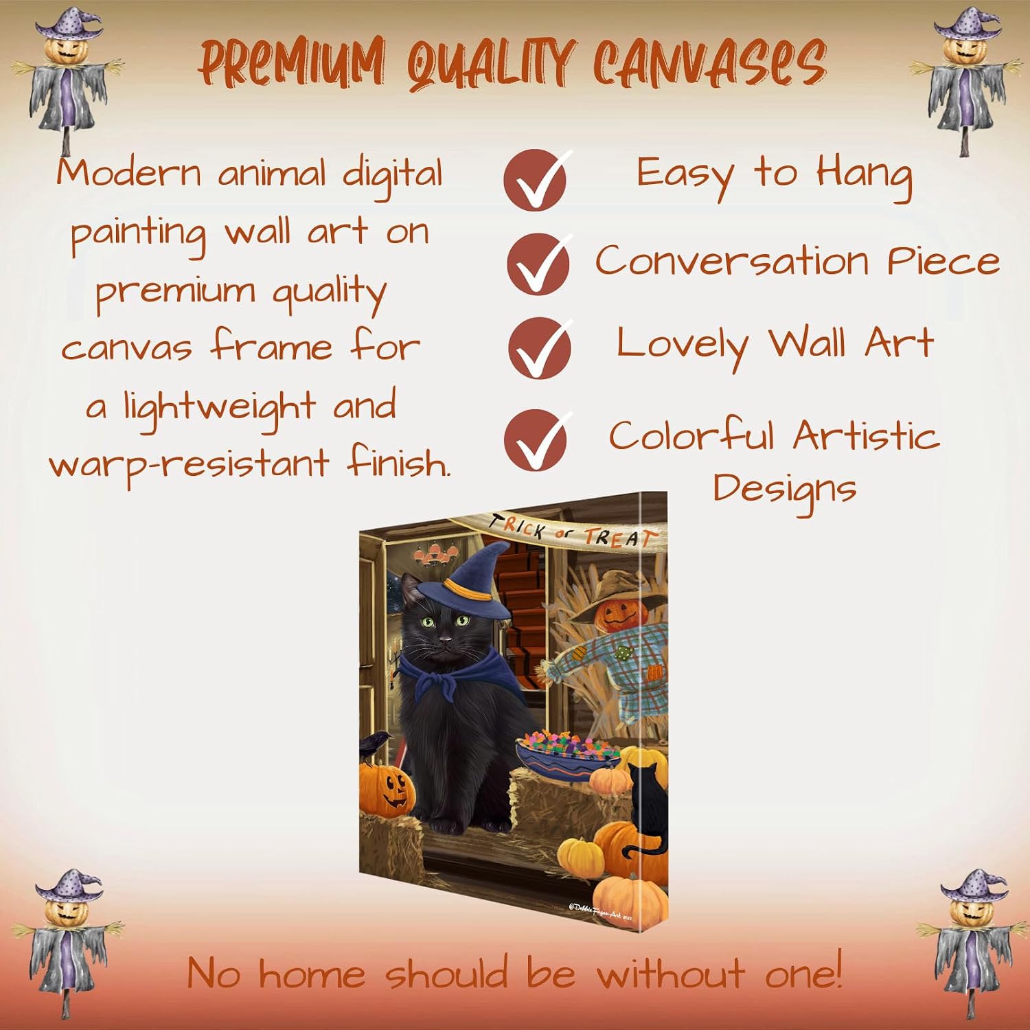 Doggie of the Day Enter at Risk with Black Cats Canvas Wall Art - Premium Quality Ready to Hang Room Decor - 1.5" Thick Canvas Wrap 11" x 14"