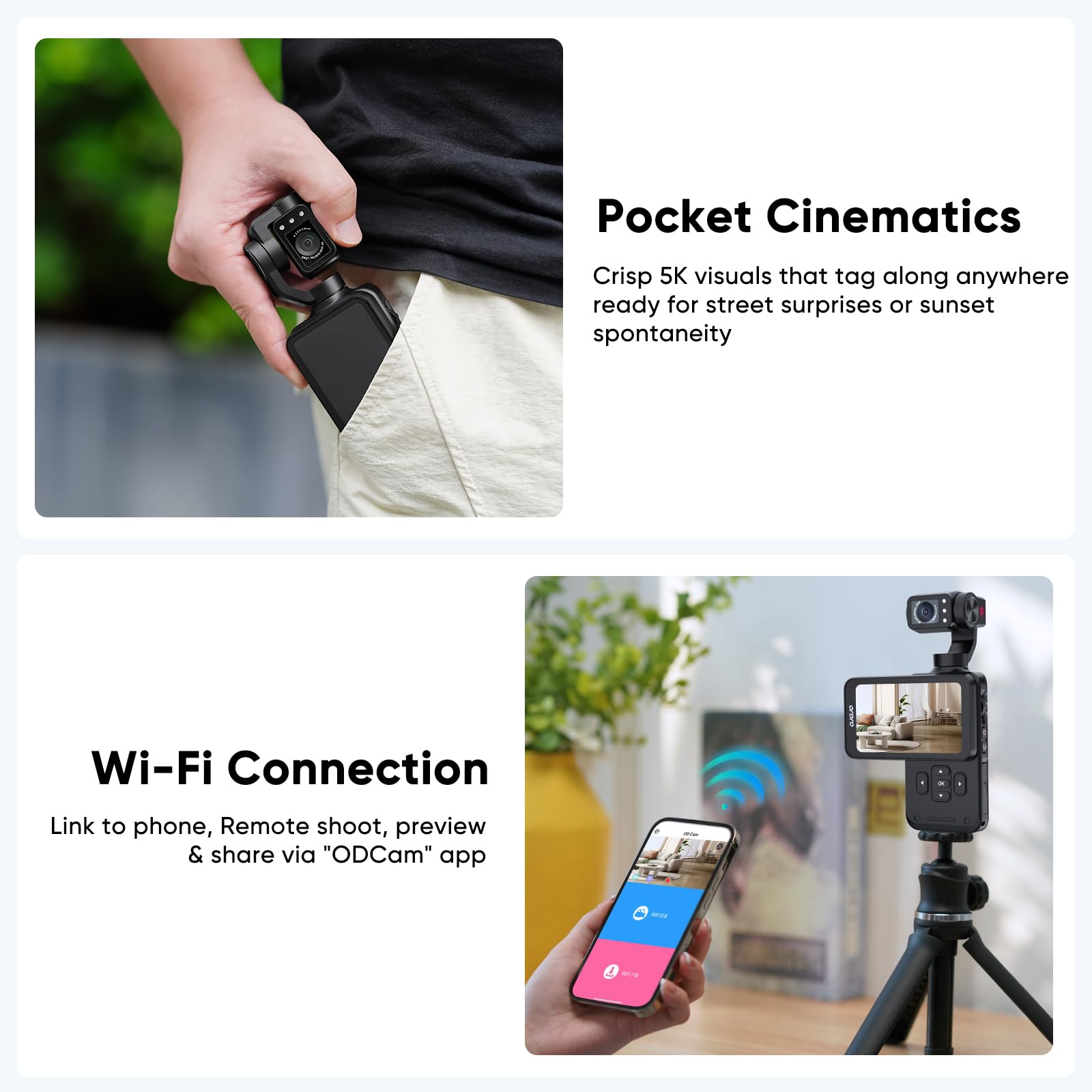 ORDRO M5 Pack para Creadores​​, Estabilización de 3 Ejes, Cámara de Video Portátil con Sensor CMOS de 1/2.5'' y Video 4K 60fps, Pantalla Táctil Giratoria de 3.5 Pulgadas, Cámara para Vlogs de YouTube