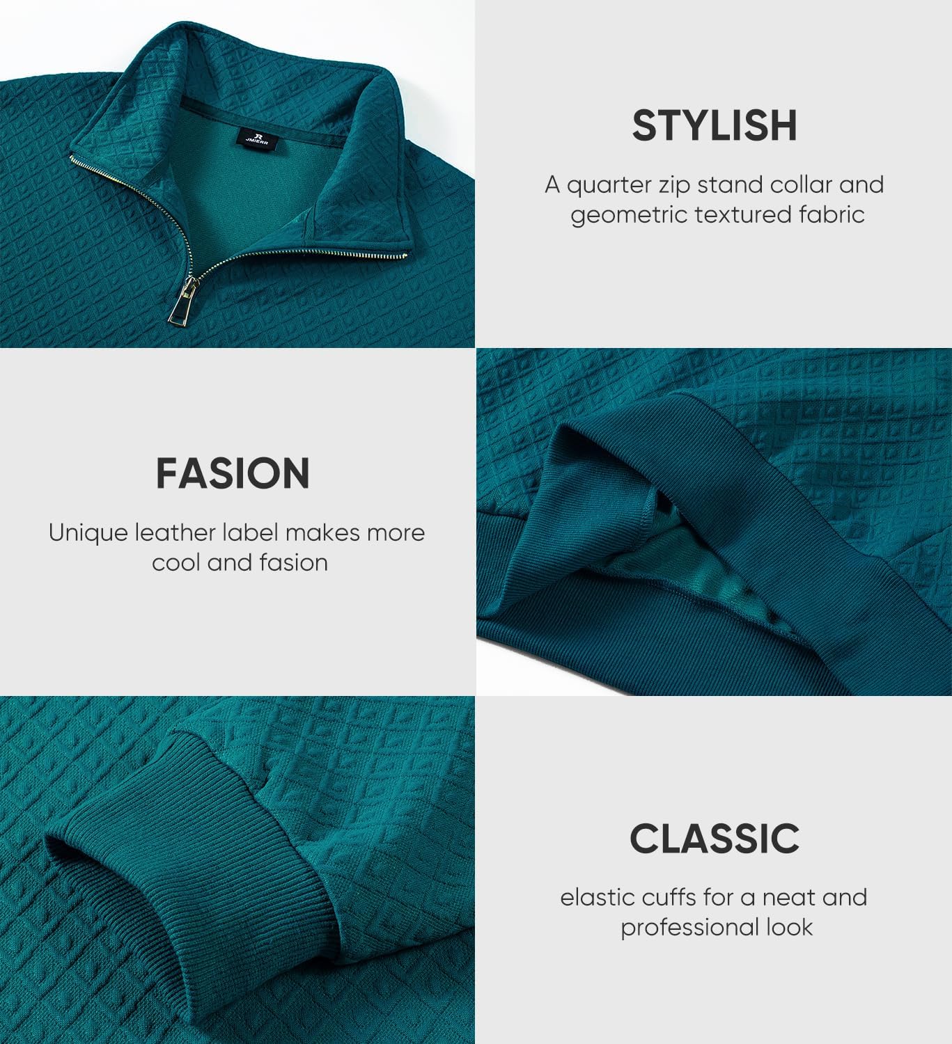 Dokotoo Men Men's Quarter Zip Sweatshirts Casual Long Sleeve Mock Neck Pullover Solid Textured Fall Clothes