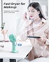 coldSky Portable Handheld Fan, 4000mAh Battery Operated Fan with LED Display, Handheld/Neck/Desk 3 in 1 Personal Small Fans, 90° Foldable Desk Fan with Base, 5 Speed Makeup Lash Fan for Women Green gallery image