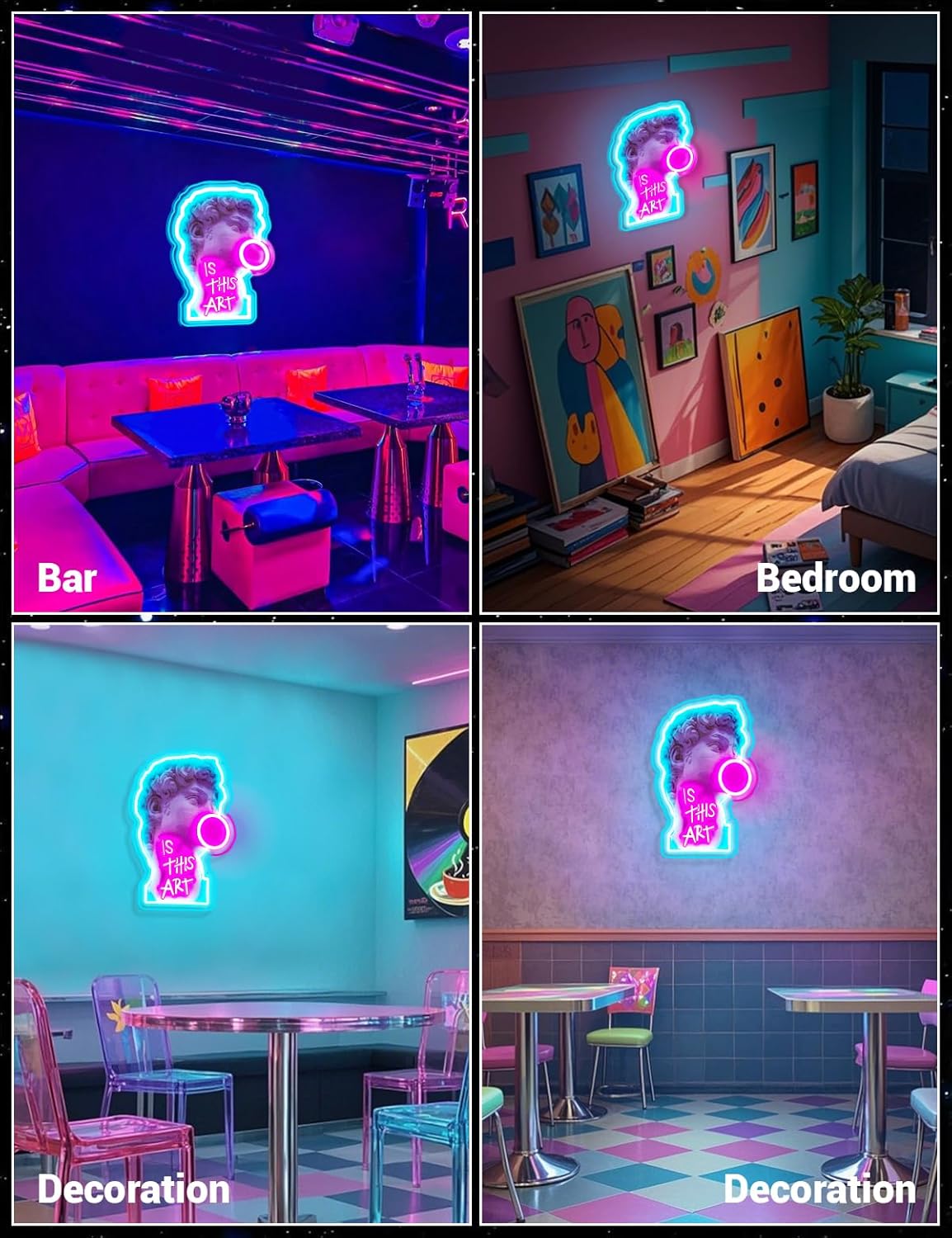 ADKALIV IS THIS ART Neon Sign LED Neon Light for Wall and Room Decor, USB Dimmable Powered LED Signs for Bedroom, Party Bar Background Decorations, Birthday Christmas Gift(Pink Sculpture)
