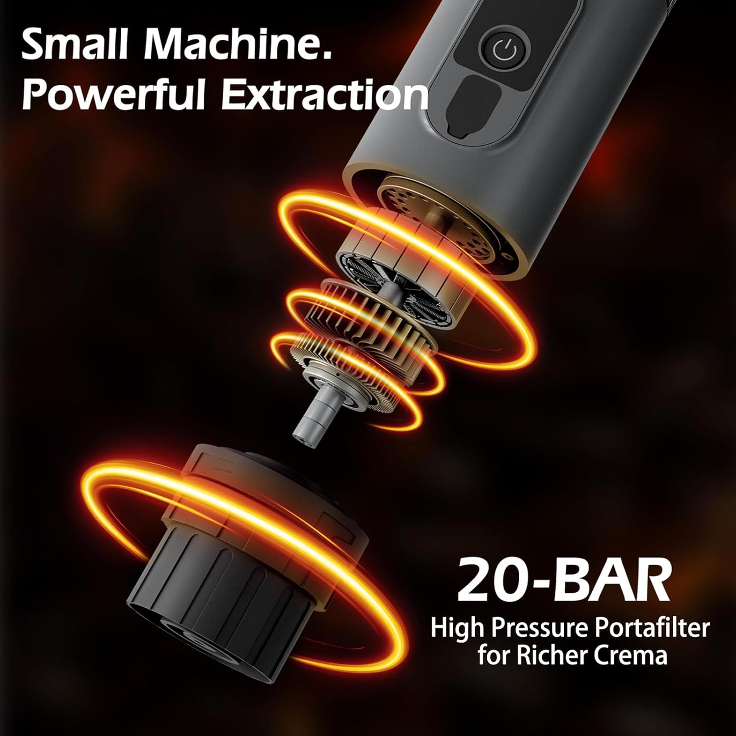 Portable Electric Espresso Machine, Self Heating Small Travel Espresso Coffee Maker for Camping RV Hiking Office(Black)