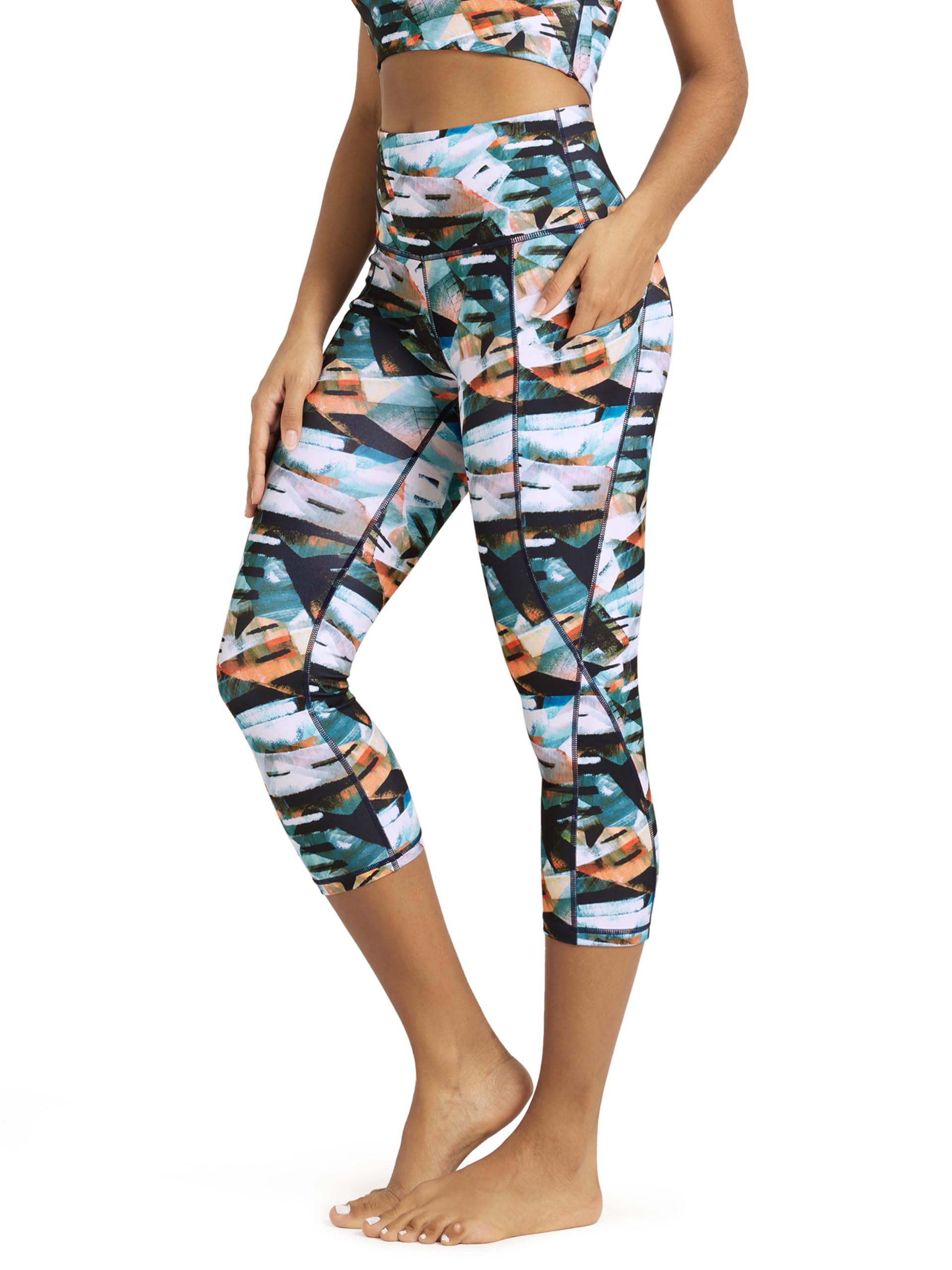 ODODOS Womens High Waisted Yoga Capris with Pockets Tummy Control Non See Through Workout Athletic Running Capri Leggings
