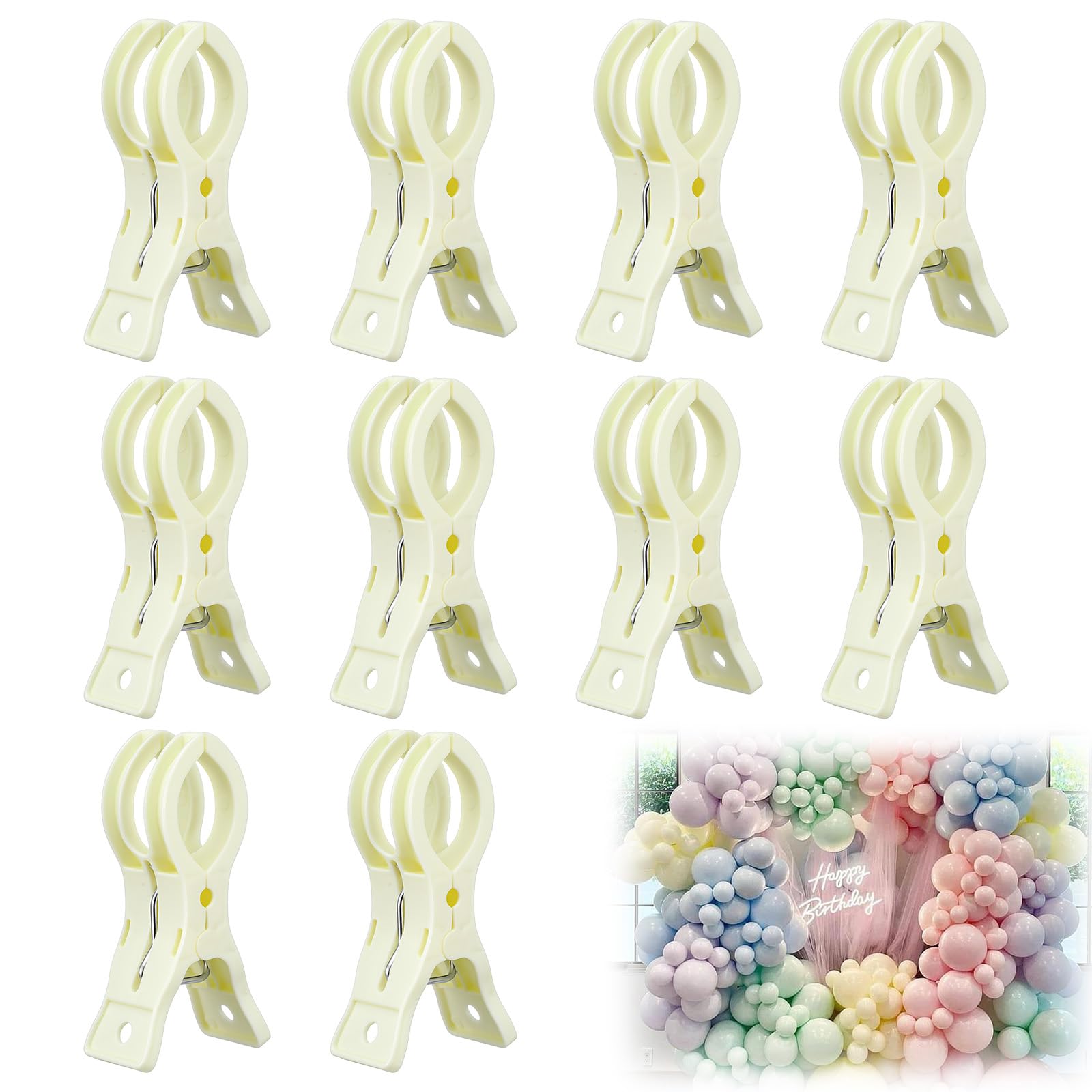 Photo 1 of 10pcs Balloons Arch Clips for Backdrop 3.54inch Plastic Backdrop Spring Clamps Large Balloon Clips for Balloon Arch for Backdrops Woodworking Photography Studios Wedding Birthday Decoration