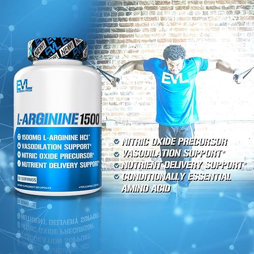 Miniatura 4 de Evlution Nutrition Suplemento de óxido nítrico de L-Arginina - Suplemento de óxido nítrico de alta potencia con 1500 mg de L arginina HCL para