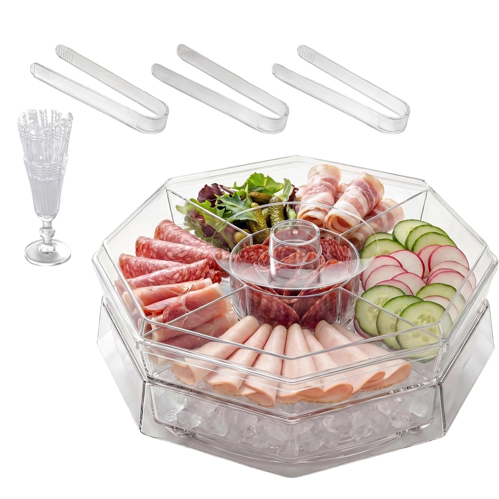 Shntig Multifunctional Vegetable Serving Tray for Family Gatherings and Camping with Anti Fall Feature and Smooth Exterior Permanent Tray