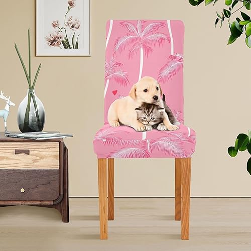 Miniatura 5 de Palm Tree Anime Valentine Decorative Dining Chair Slipcovers for Retro Dining Chairs Removable Seat Cover for Office Chair protectores de sillas