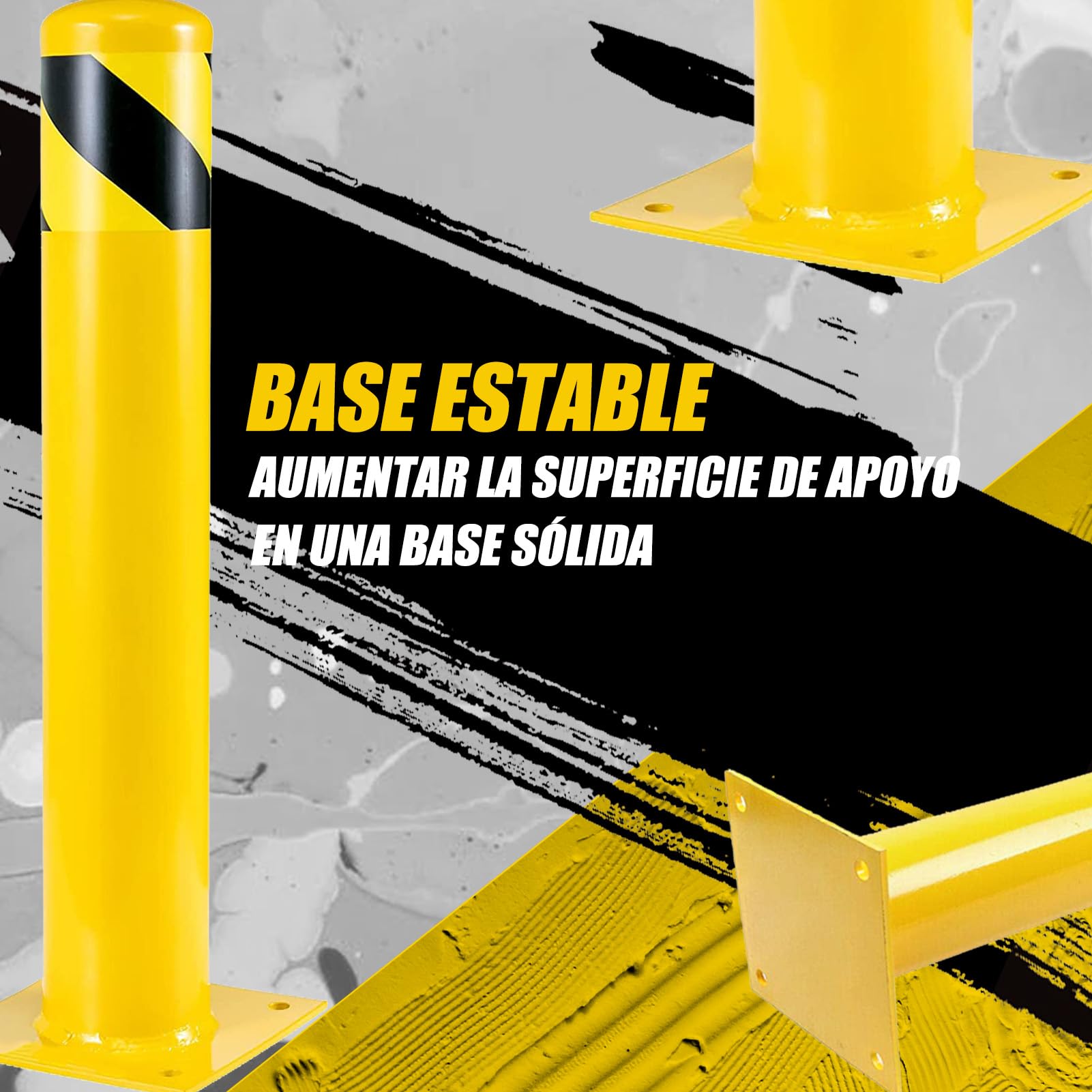 Poste de Bolardo, 91 cm Barrera Parking para Aparcamiento, Pilona Amarilla Cepos Parking para Planificación vial (6pcs)