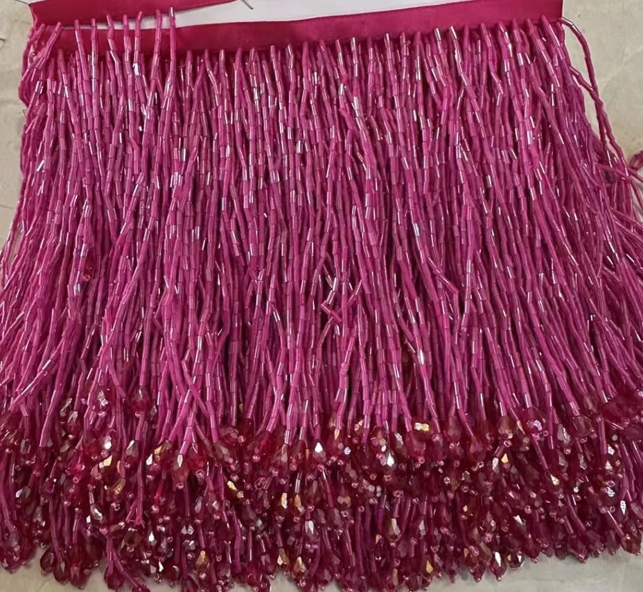 Premium Quality Many Color Beads Tassel Fringe Lace DIY Sewing Wedding Dress Handmade Beads with Crytal Stone for Party Dress (Green)