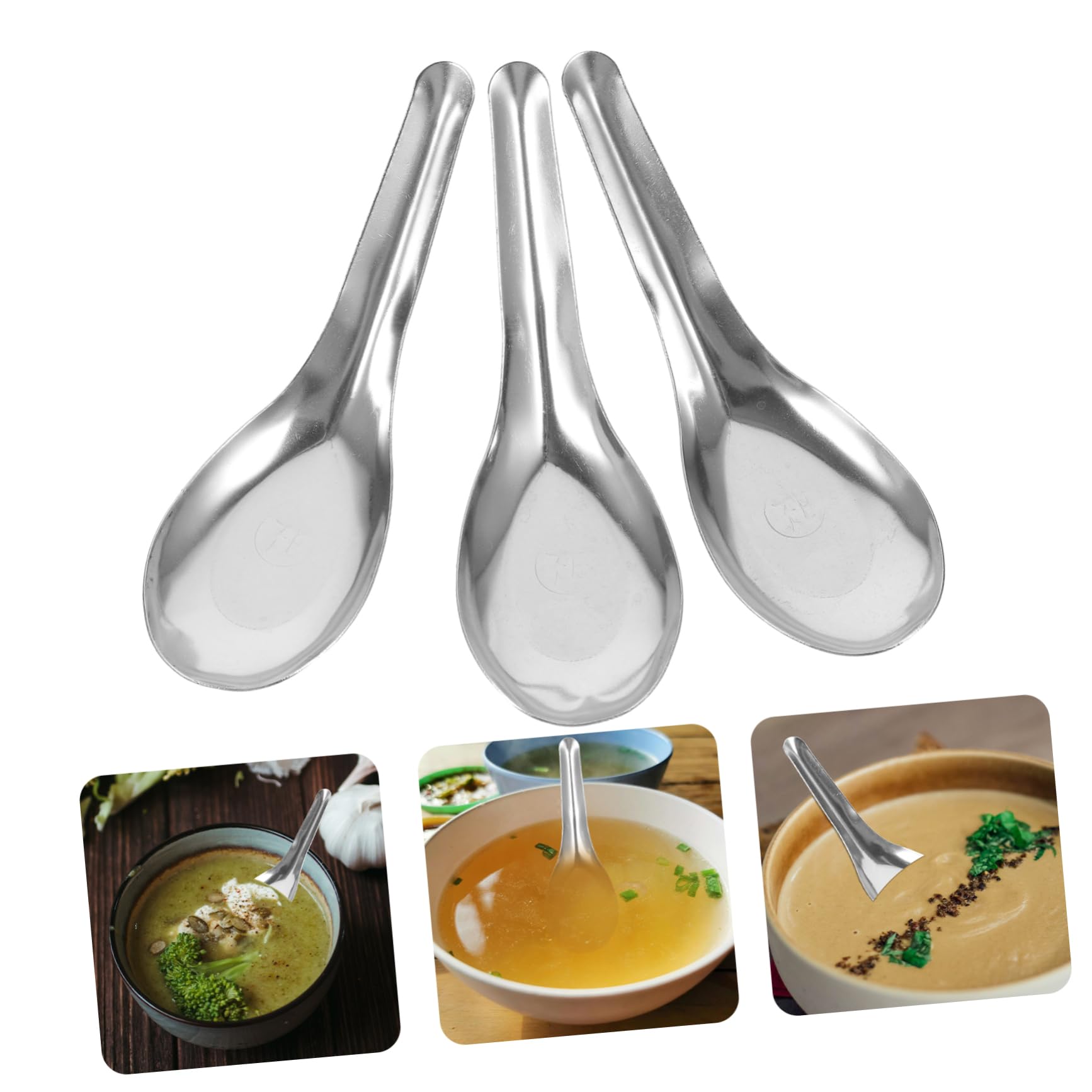 TOPBATHY 50piezas Cuchara Sopera de Acero Inoxidable Cucharas Gruesas para Sopa Vajilla Hogar y Servir Comida Restaurante