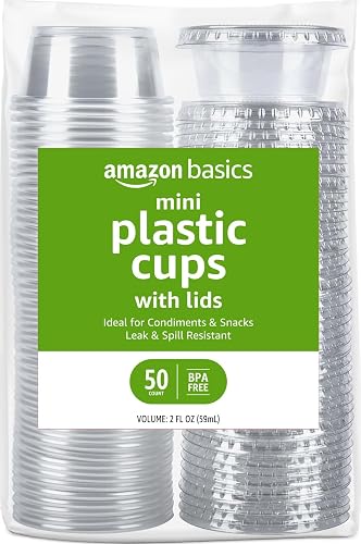 Amazon Basics Disposable Plastic To-Go Cups and Lids, Mini, 2oz,