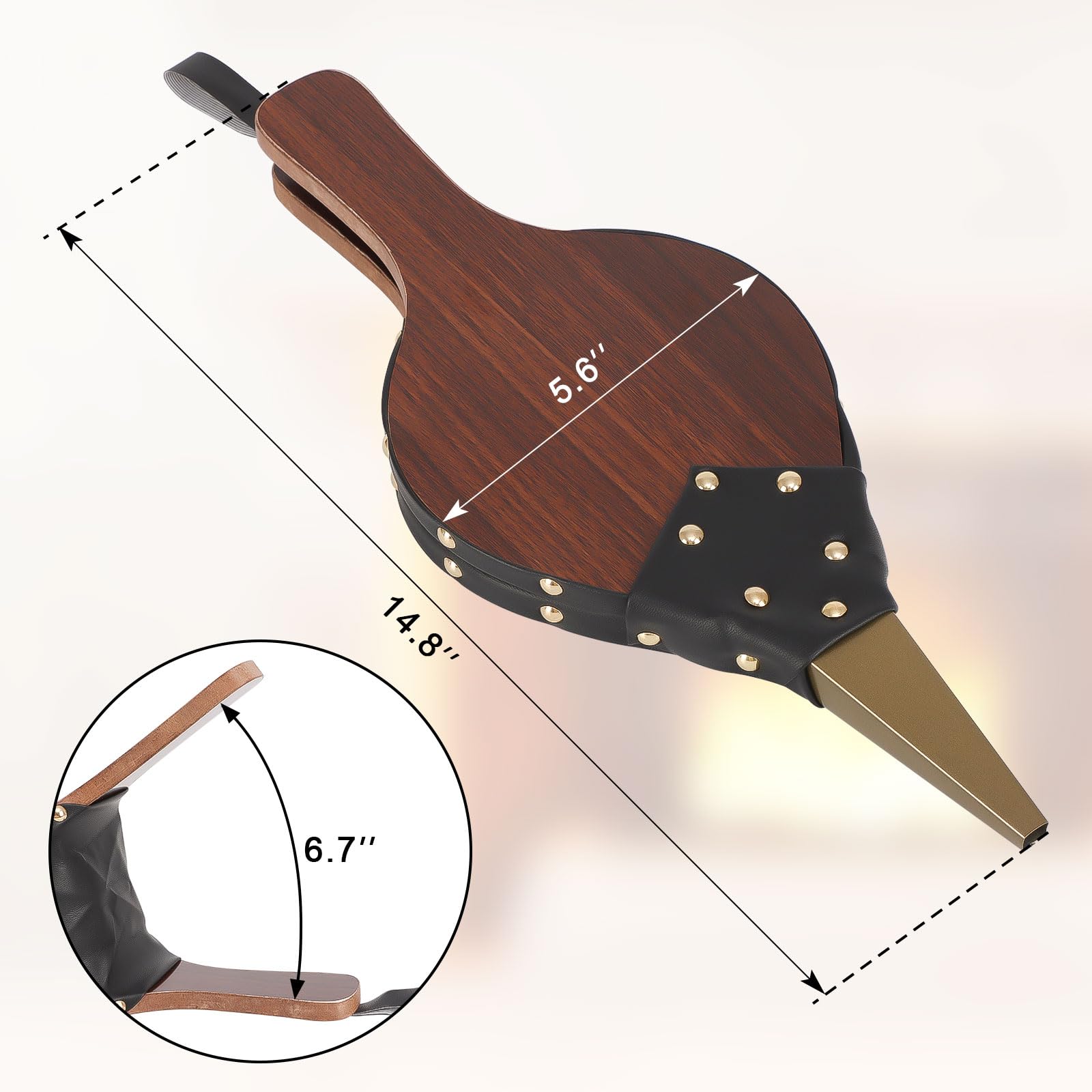Boquilla fundida para soplador de aire con fuelle de chimenea de 14.8 x 5.6 pulgadas para acampar al aire libre, barbacoa, parrilla, chimenea, bomba de fuelle de mano, accesorios de 2