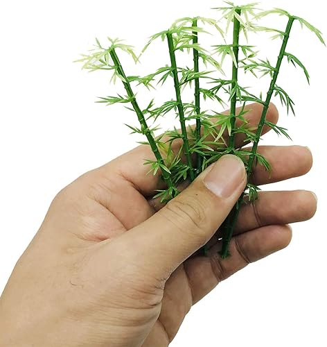Miniatura 4 de Woohome - 120 árboles de bambú modelo, 3 tamaños de árboles de bambú de plástico verde para decoración del hogar, paisaje en miniatura, proyecto de