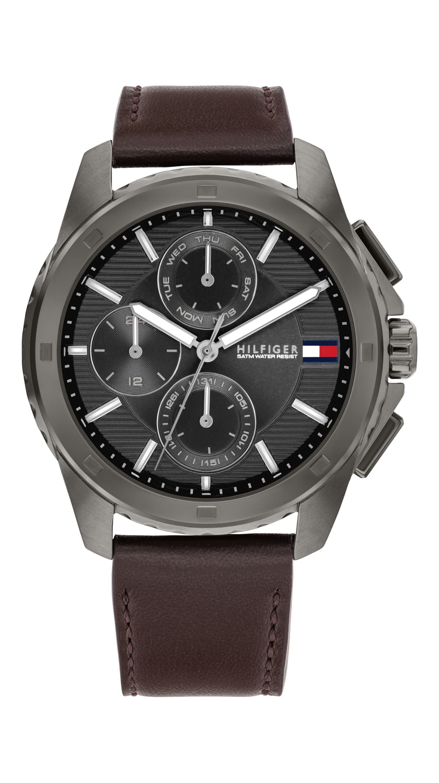 Reloj de cuarzo clásico multifunción Tommy Hilfiger, reloj de pulsera con  correa de piel para hombre, resistente al agua hasta ATM/50 metros, moda 