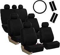 Vista 14 de FH Group - Fundas para asiento de auto de tela ligera y fresca, juego de tres filas para 7 plazas - Compatible con bolsa de aire y asiento dividido