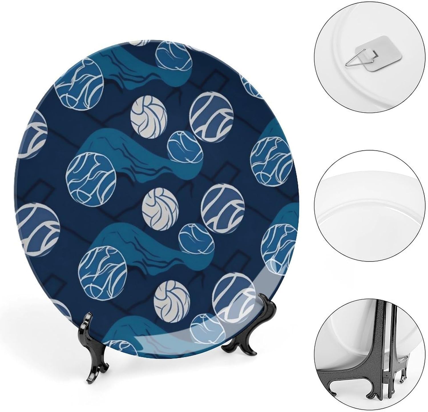 Blue Volleyball Ceramic Decorative Plate for Home, Bone China Plates image 4