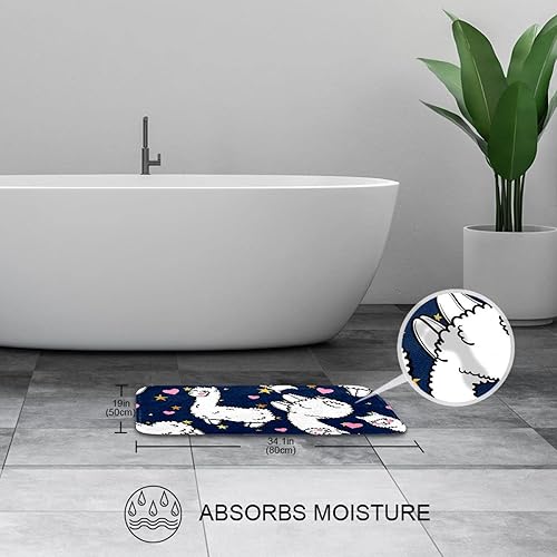 Miniatura 6 de Alpaca Heart Star juego de cortina de ducha impermeable y tapete de poliéster con ganchos 708 x 708 pulgadas