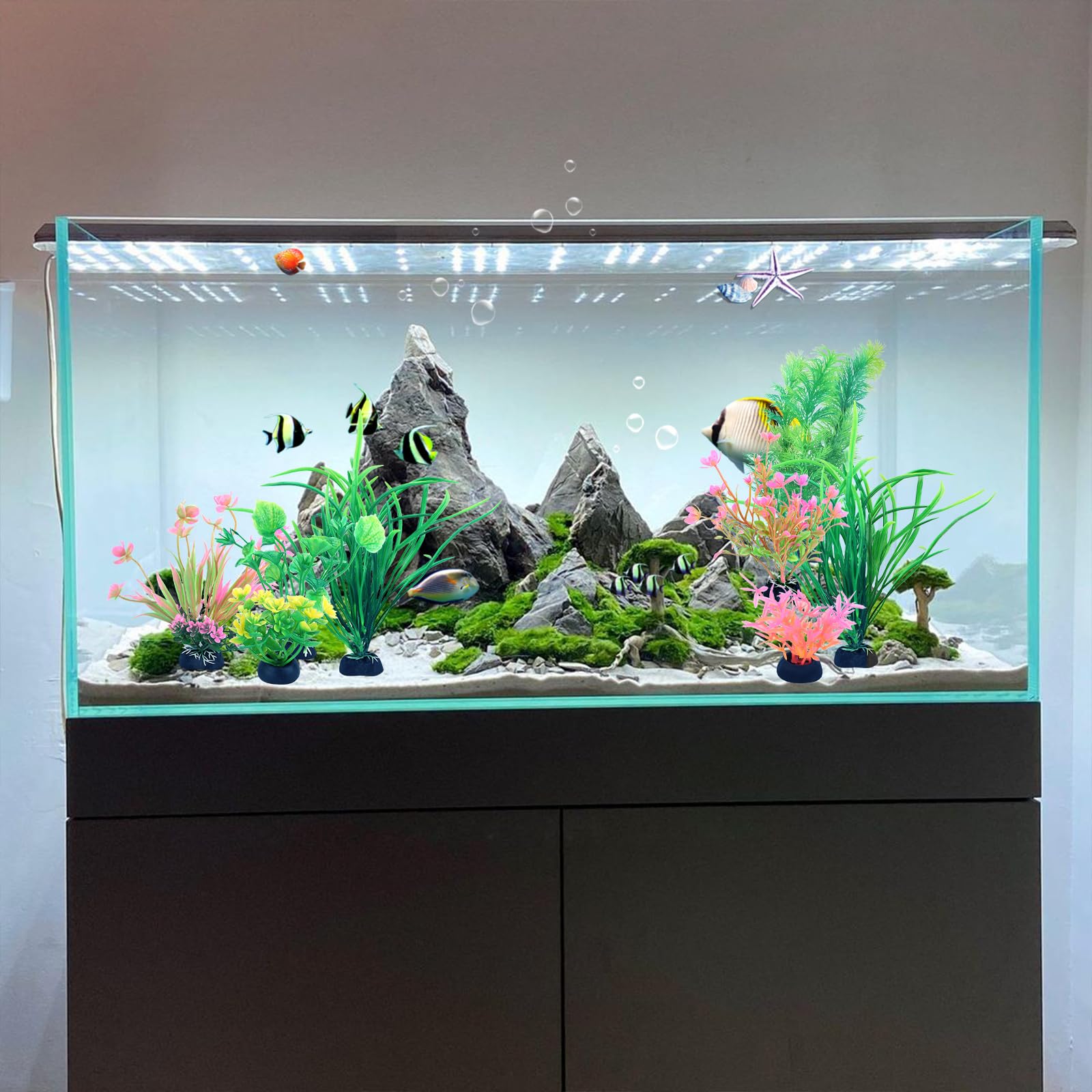 Lot de 11 décorations d'aquarium - Plantes en plastique - Accessoires de décoration d'aquarium - Pour la maison, le jardin, les étangs, la piscine, l'aquarium