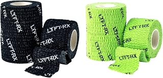 Tape Bundle - 3 Rolls Black +3 Rolls Green, 1.5inch Size, Stretch Fit Hook Grip Tape w/Premium Adhesive for Olympic Weight Lift, Cross Train, Lifting, Protects Thumb Fingers & Enhances Grip