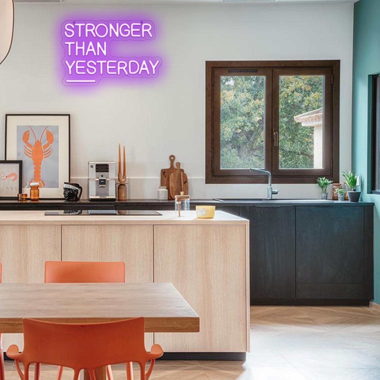 Stronger Than Yesterday Neon Sign for Wall Decor Gym Neon Light Purple Letter Neon light sign Dimmable USB Powered LED Neon Signs for Home Gymmer Fitness Club Classroom