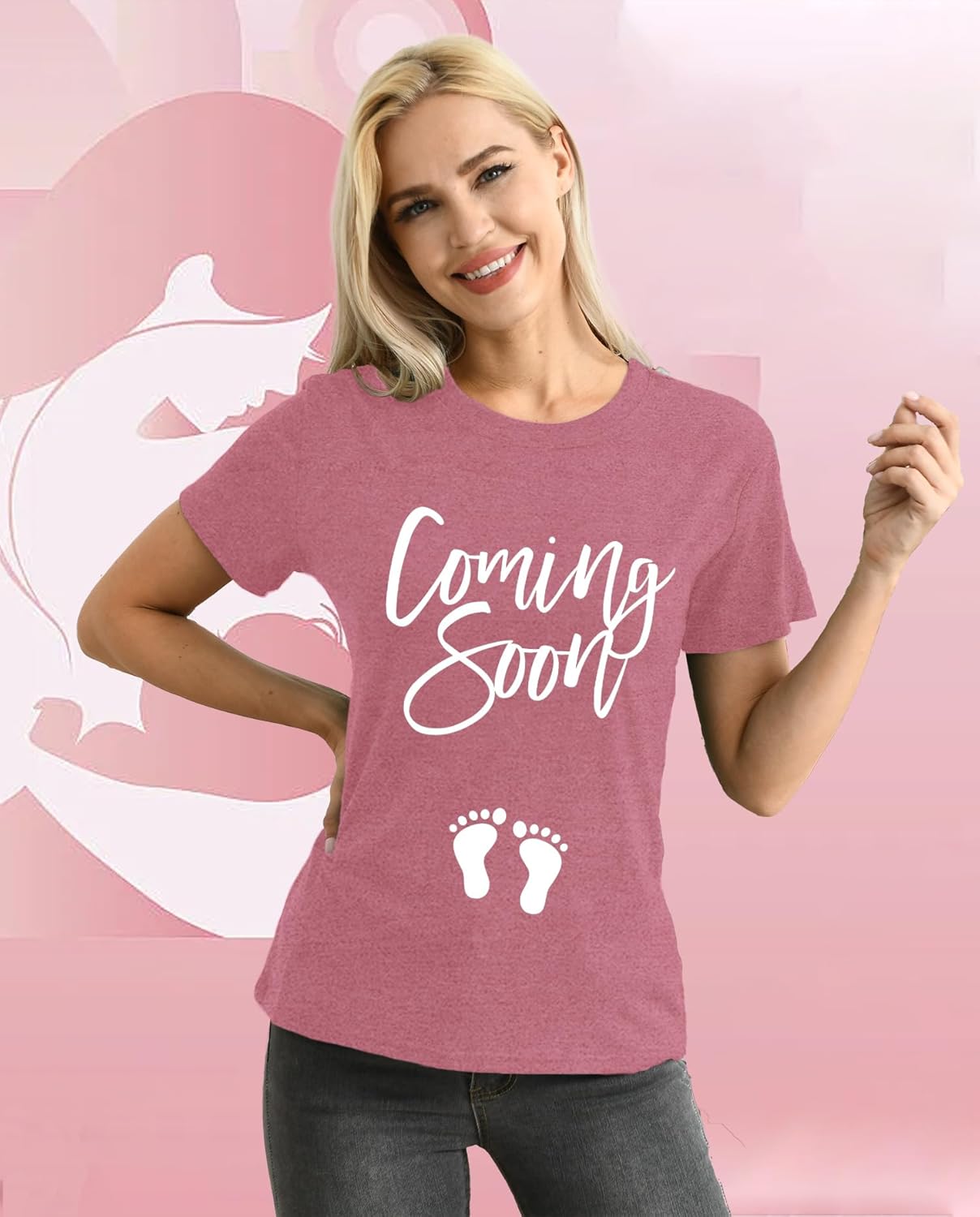 Pregnancy Reveal Shirts for Women New Baby Announcement Tshirt Mom to Be Tee Tops - Image 2