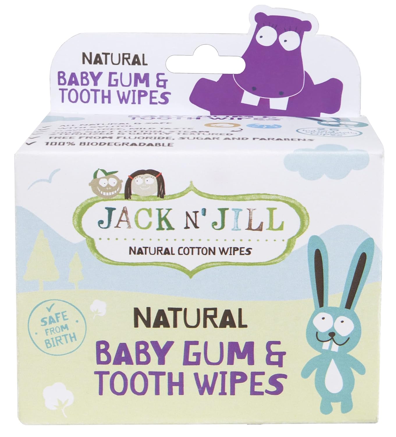 Jack N' Jill Kids Baby Gum & Tooth Wipes - Baby Gum Wipes, Natural & Safe, 100% Soft Cotton, Free of Fluoride, Sugar, & Parabens, Baby Mouth Wipes - 25 Individually Wrapped Wipes