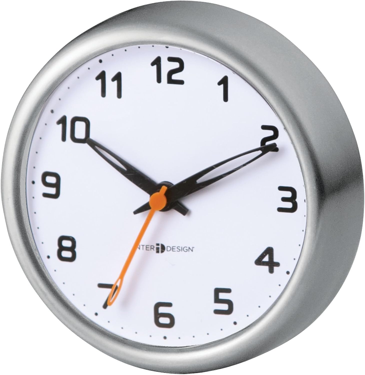 iDesign Forma Suction Clock for Tile, Mirrors in Master, Guest, Kid's Bathroom, Bedroom, College Dorm Room, 3.8" x 3.8" x 1.25" - Brushed Stainless Steel