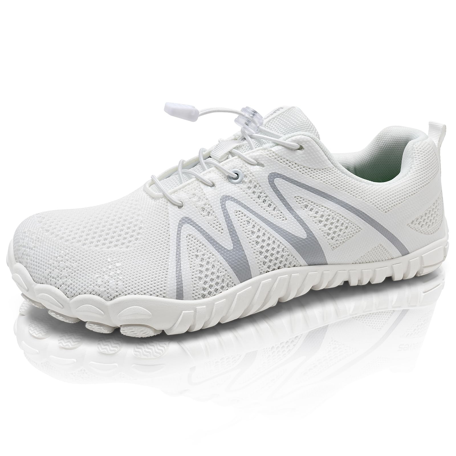 IceUnicorn Barfußschuhe Herren Damen Breite Traillaufschuhe Zehenschuhe Traillaufschuhe Unisex(Welle Weiß,39EU)