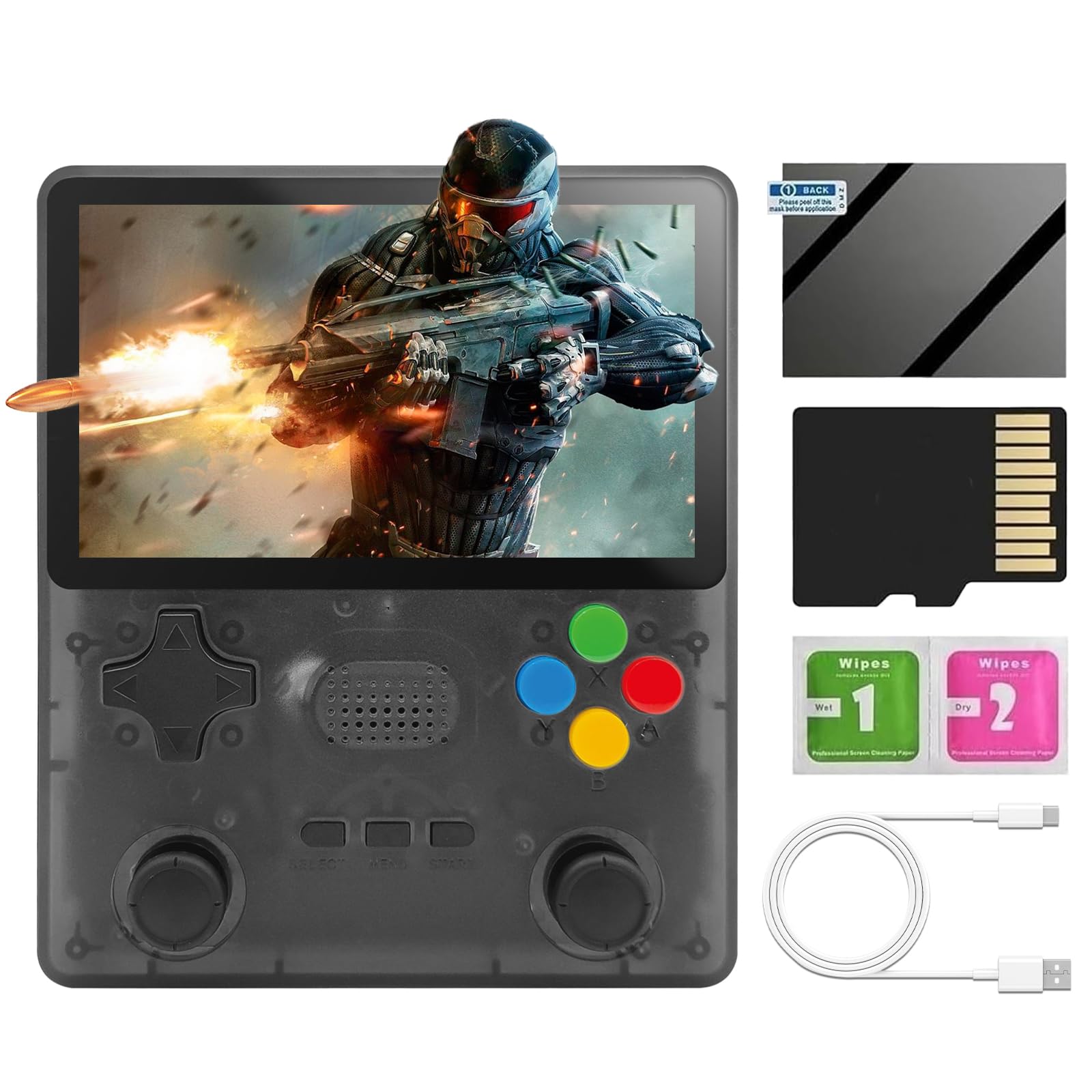 R39s Console di gioco portatile, con sistema Emuelec 4.3 completamente open source, schermo IPS da 4 pollici, scheda TF 64G 10000 giochi retrò, console di gioco portatile retrò, batteria da 3000 mAh