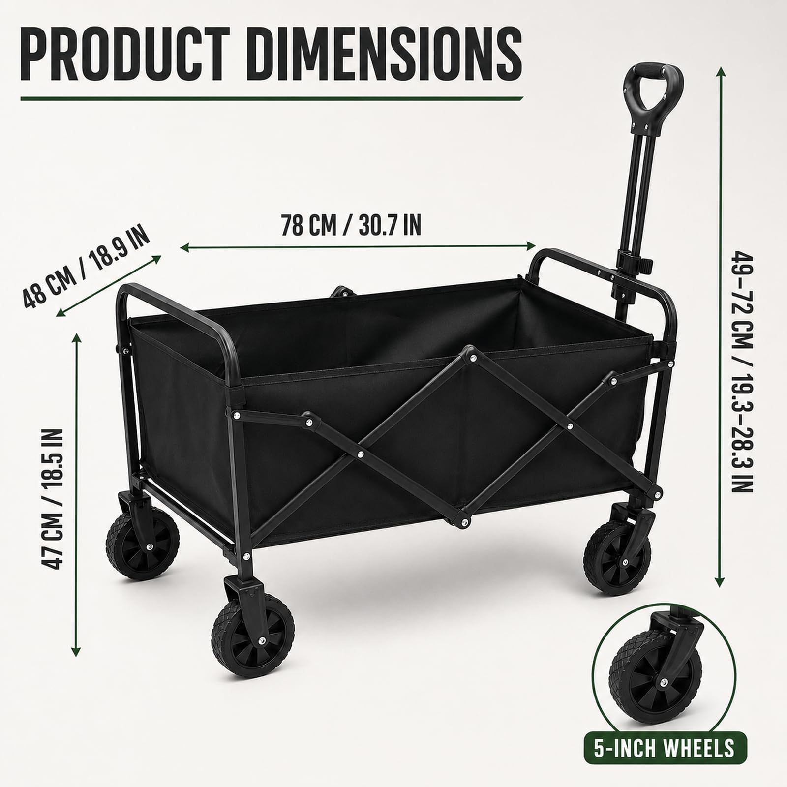Surface de charge de 150 kg - Chariot pliable - Chariot de plage avec grande capacité - Chariot pliable stable portable pour jardin, camping, festival